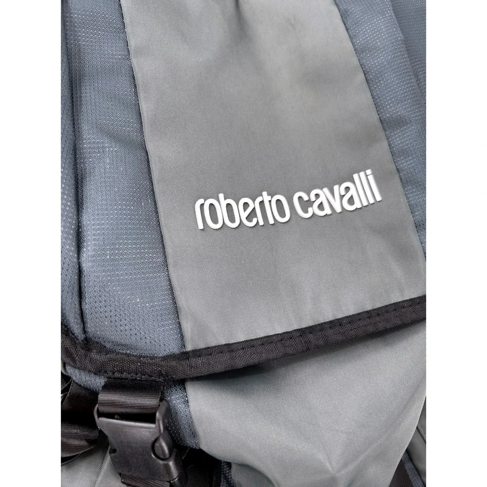 Roberto‎ Cavalli Green Nylon Sport Utility Technical Travel Backpack Logo